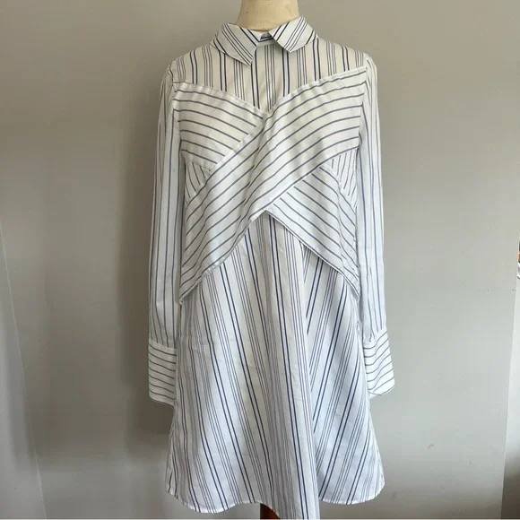 BCBGMaxAzaria Azriel Striped Shirt Dress Women Size XS Cotton Casual Collar - Picture 6 of 13